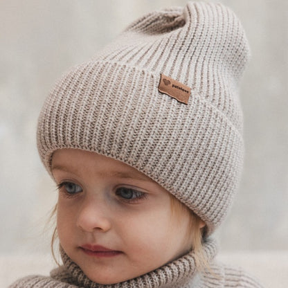 Winter Merino Wool Hat for Kids - Oat